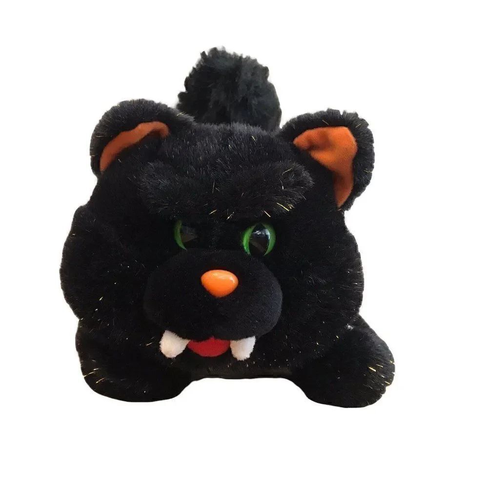 Vampire Black Cat Halloween Animated Plush Creepy Screechy Cat Noises